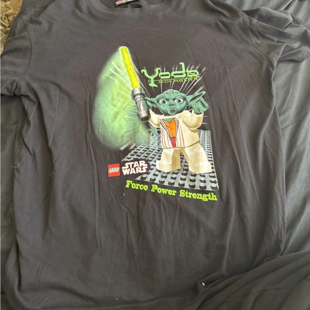 Y2K 2009 Lego Star Wars Size Yoda Force Power Strength Black T-Shirt Size Large